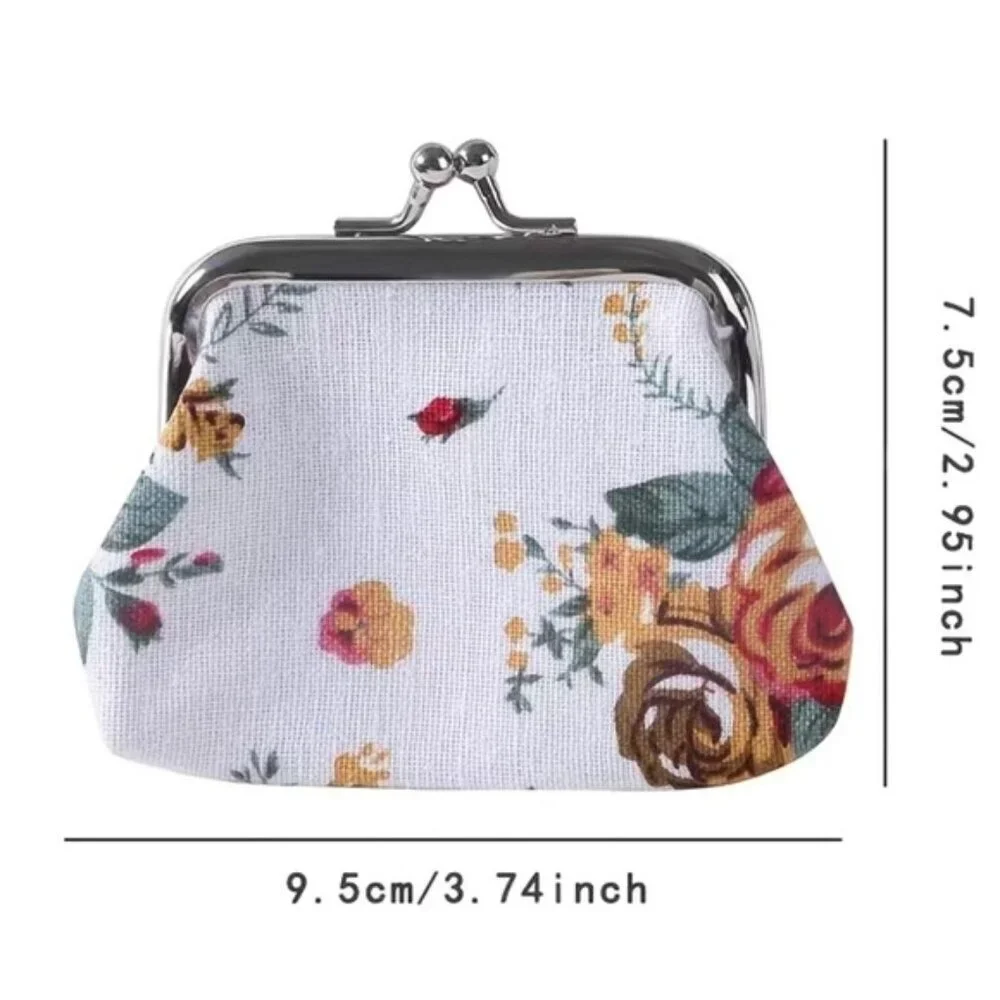 Victorian Rose Change Purse Bag French Kiss Clasp Vintage Retro White Multicolor - Picture 5 of 16